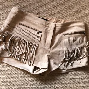 Suede fringe shorts